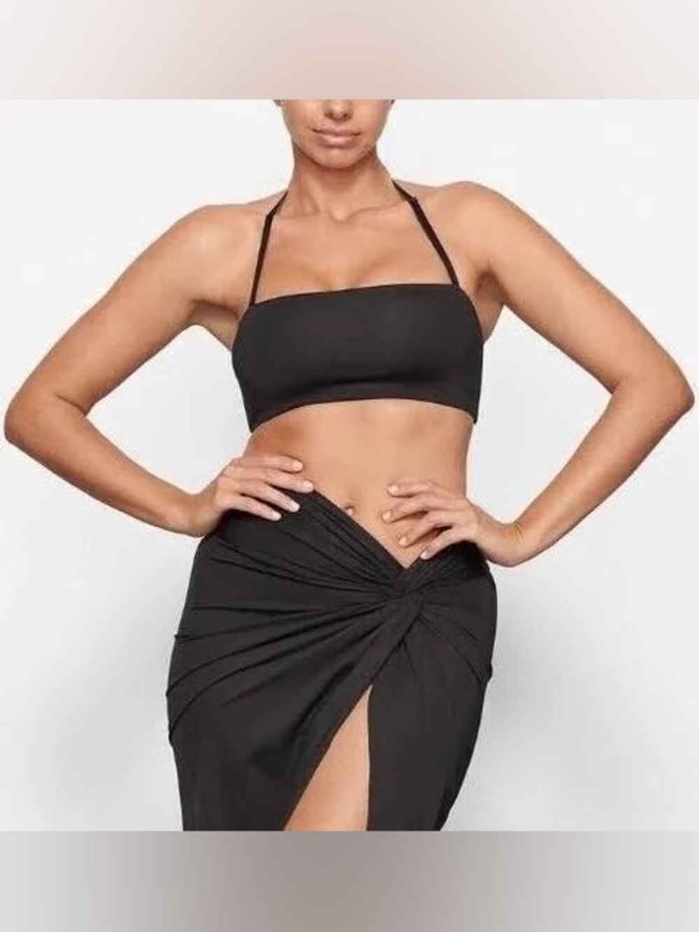 NWT SKIMS Women’s Black Strap Bandeau Bikini Top Size XL